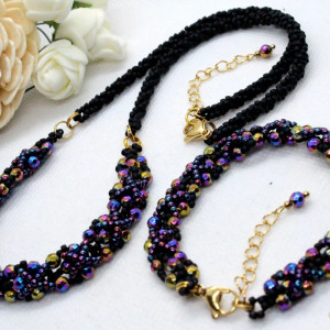 kolorowy hematyt - unikatowy komplet biżuterii