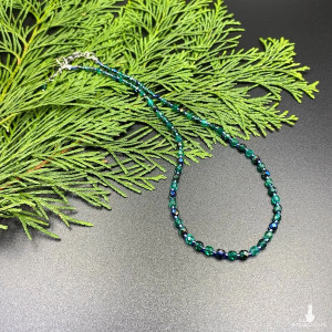 Krótki koralikowy naszyjnik butelkowa zieleń #1076