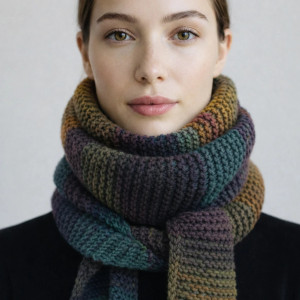 Ręcznie robiony duży ciepły miękki szalik komin Sophie vegan