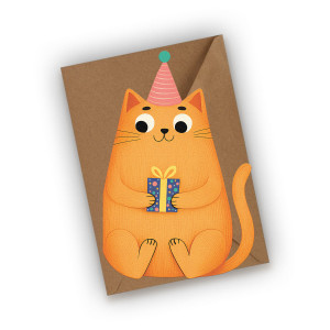 Kartka urodzinowa- Kotek urodzinowy
