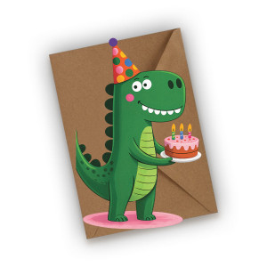 Kartka urodzinowa- Dinozaur urodzinowy