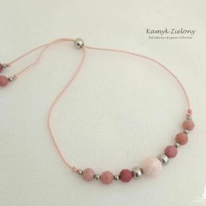 Opal, rodonit - bransoletka z kamieni naturalnych