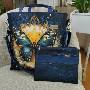 Torebka damska shopperka z kosmetyczką - motyl