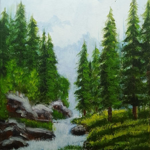 POMYSŁ NA SPERSONALIZOWANY PREZENT- RĘCZNIE MALOWANY DYPTYK "GÓRSKI SPOKÓJ" 2x 30x24cm