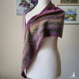 Szlachetna, puchata oryginalna chusta/szal z wełenką, jedwabiem i moherem