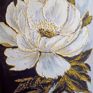 EKSKLUZYWNA DEKORACJA GLAMOUR - OBRAZ STRUKTURALNY Z TEKSTURĄ 3D "ZŁOCISTY ROZKWIT"