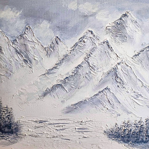 SKANDYNAWSKA DEKORACJA - OBRAZ STRUKTURALNY Z TEKSTURĄ 3D "MROŹNY SZCZYT"