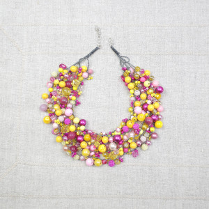 7037 Różowy, żółty naszyjnik, kolia