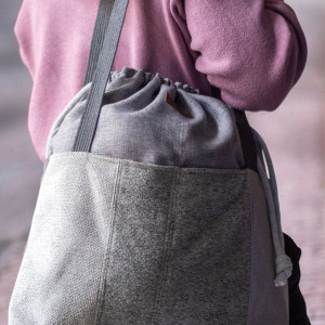 Szara duża torba z kominem patchwork