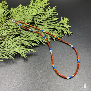 Krótki koralikowy naszyjnik brązowy #1101