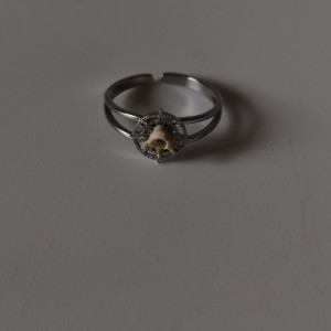 Pierścionek błyszczący z motywem pajęczyny z kręgiem gryzonia