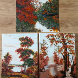 SLOW LIFE NA ŚCIANIE - TRYPTYK NATURY "JESIENNE CZERWIENIE"