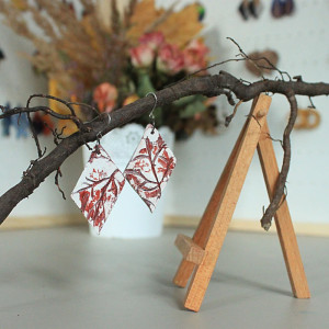 Gipsowe kolczyki Geometryczne z motywem Liść