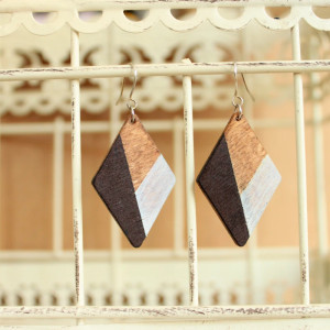 Drewniane Kolczyki Geometryczne Romy – Eko Chic & Minimalizm