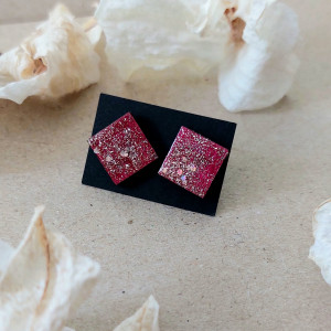 Drewniane Kolczyki „Art Deco Navy” – Geometria i Elegancja