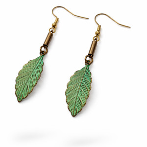 Kolczyki Wiszące Liście w Stylu Vintage - Patyna i Mosiądz