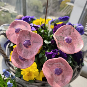 kwiaty ceramiczne na druciku 5 szt