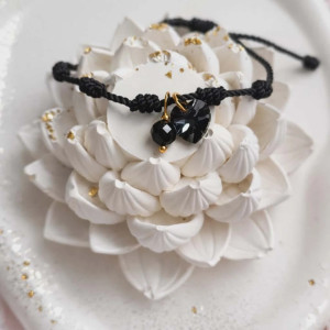 Bransoletka Ochronny magnetyzm - Czarny turmalin, serce Swarovski