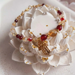 Bransoletka Ochronna dłoń - Granat, cytryn Swarovski