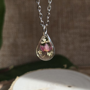 Srebrna zawieszka srebrny wisiorek kwiat różowy