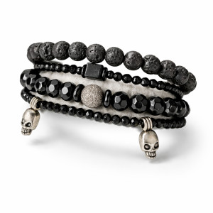 Bransoletka Na Sznurku Makrama Crystal Czarna Czaszki