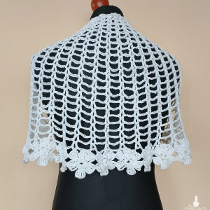 Pelerynka komunijna w kwiaty, z jedwabiem i kaszmirem