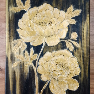 ELEGANCKI OBRAZ STRUKTURALNY Z WIDOCZNĄ TEKSTURĄ 3D - "ZŁOTE ZWIEŃCZENIE" (dostawa gratis)