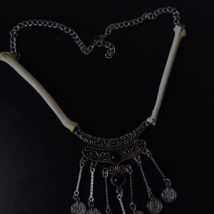 Wyraźny naszyjnik z kośćmi kota