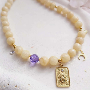 Naszyjnik Dotyk Słońca - Nefryt miodowy