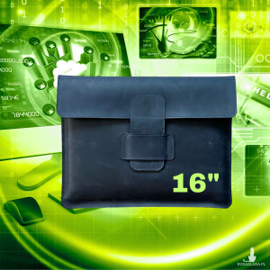 Granatowa torba skórzana na laptopa 16 cali.
