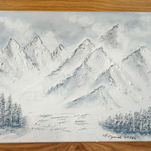 SKANDYNAWSKA DEKORACJA - OBRAZ STRUKTURALNY Z TEKSTURĄ 3D "OSZRONIONE SZCZYTY" (darmowa dostawa)