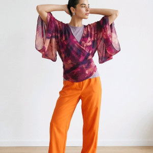 Bluzka motyl bordowo-fioletowa