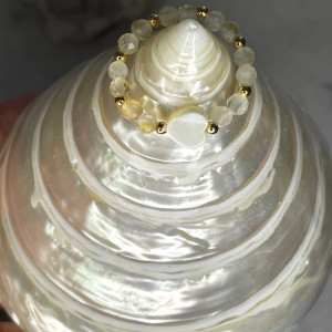 Pierścionek kamienie naturalne- Cytryn | masa perłowa