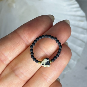 Pierścionek na wsparcie mocy i harmoni | hematyt | Jaspis Dalmatyński