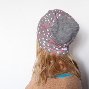 czapka damska dresowa handmade w kropki