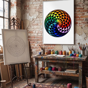 62. TĘCZOWA MANDALA - rysunek, plakat.