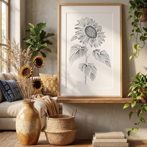 64. SŁONECZNIK - rysunek, plakat.