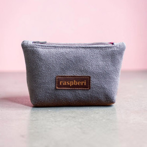 Szare etui na klucze z weluru