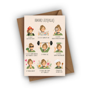 Kartka dla Mamy- Mamo dziękuję...