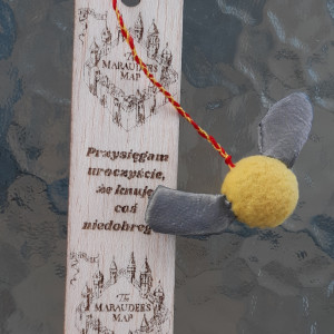 Drewniana zakładka Harry Potter Mapa Huncwotów znicz