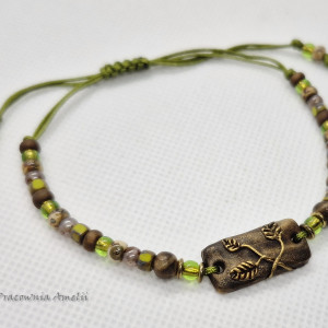 bransoletka sznurkowa polymer clay oliwkowa zieleń