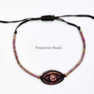 bransoletka sznurkowa polymer clay bordo oko
