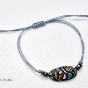 bransoletka sznurkowa polymer clay witrażyk