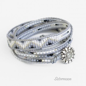 White Grey Bransoleta boho w stylu Chan Luu