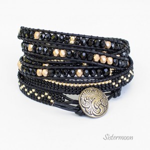 Black and Gold Bransoleta boho w stylu Chan Luu