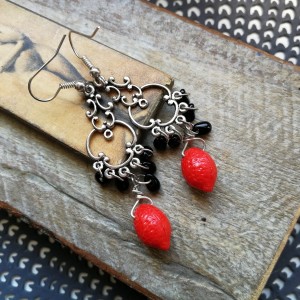 kolczyki poziomki filigran lekkie wiszące