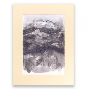 biało czarny rysunek, nowoczesny obraz z górami, pejzaż górski grafika, obraz skandynawski styl, ślub prezent, prezent na ślub, prezent do domu