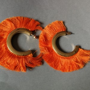 kolczyki pomarańczowe boho duze