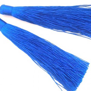 kolczyki długie frędzle niebieskie