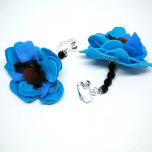 Klipsy kwiaty boho etno duze koraliki bratki-nie sposób gonić człowieka który nie ucieka